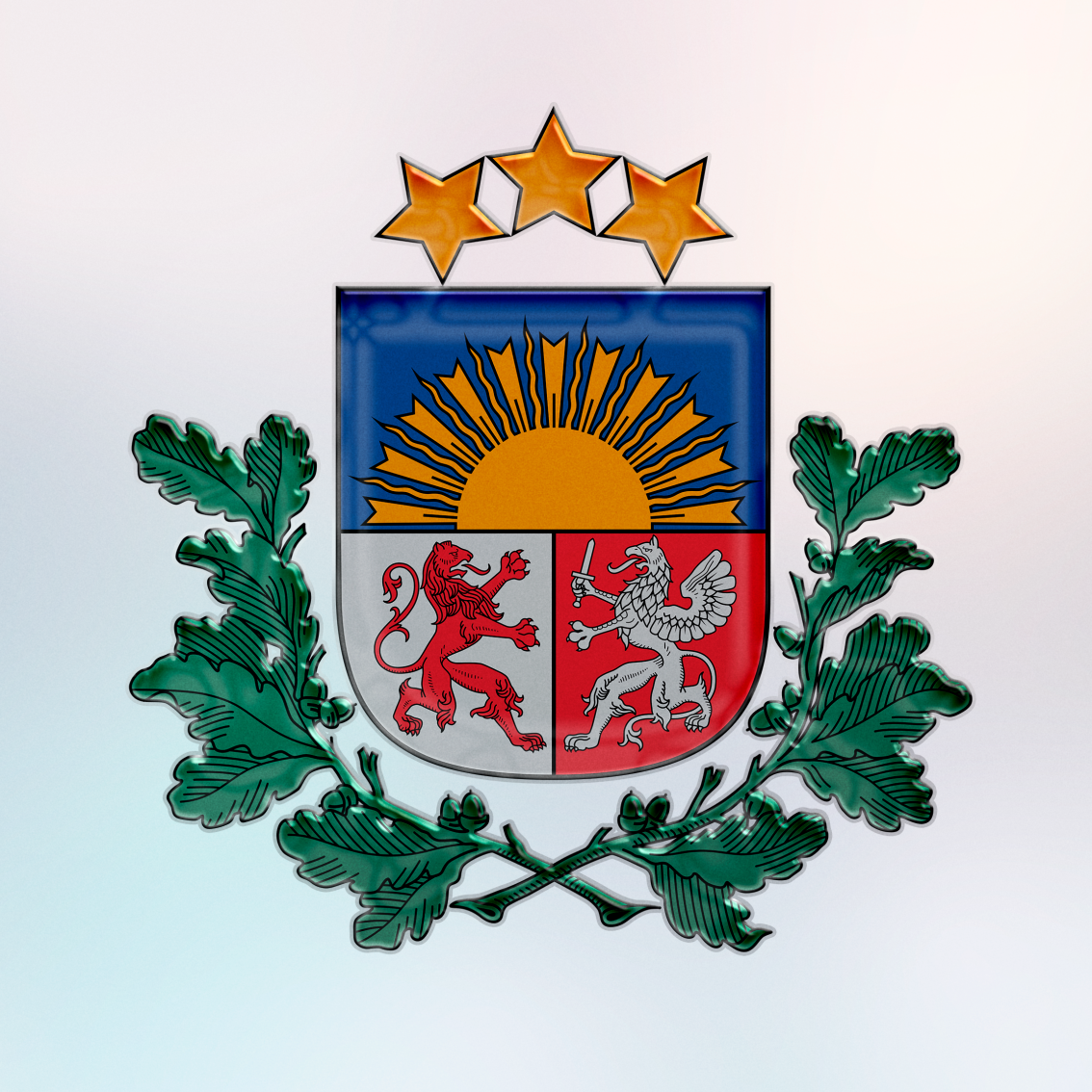 UV DTF uzlīme ar eljefa lakas pārklājumu. Mazais Latvijas Ģērbonis