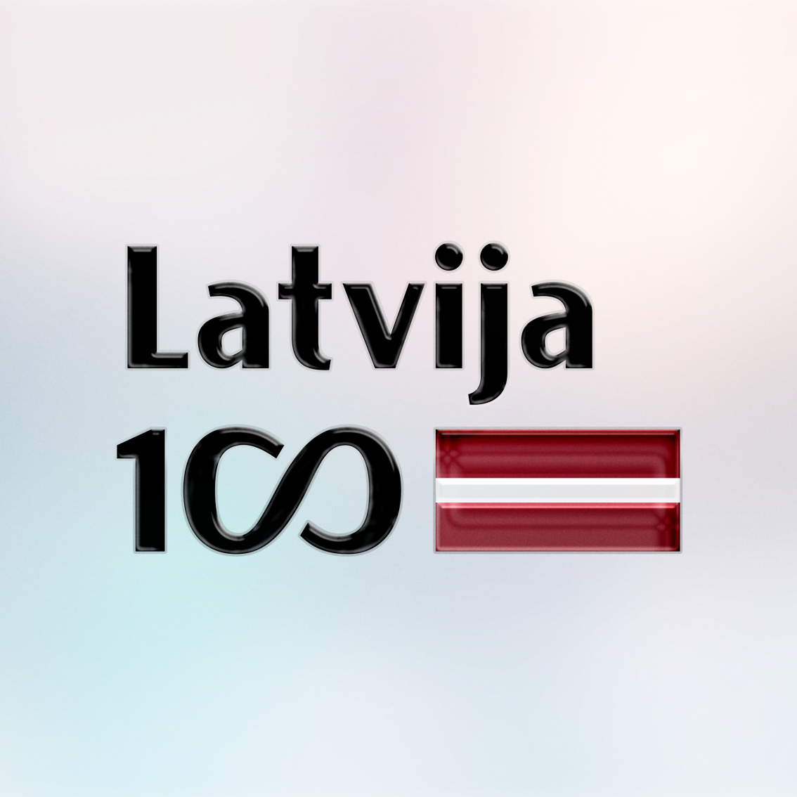 attēla pamatfons ir vieglos pasteļtoņos uz kura attēlota UV DTF uzlīme ar lakas pārklājumu. Uzlīmei ir redzams lakas reljefs. Uzlīme ir karoga formā ar Latvijas karoga krāsām. Uzraksts melnā krāsā Latvija. Apakšējā rindā 100 gades simbolika ar nelielu arodziņu.