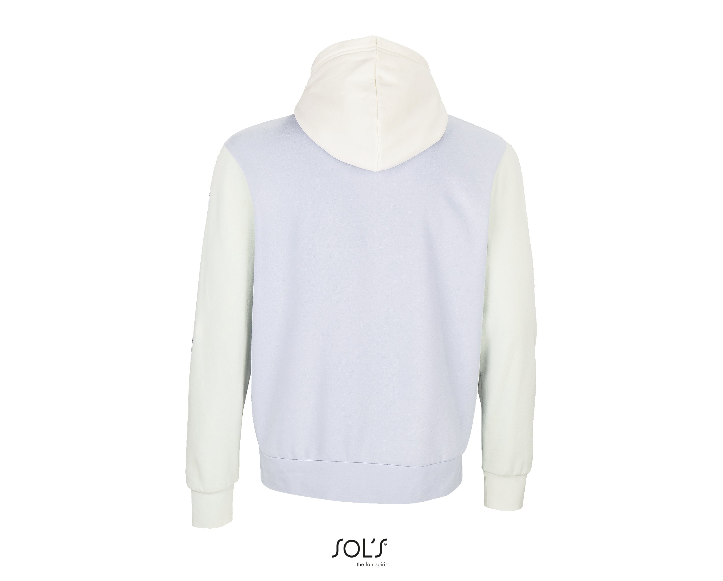 Dabīgās kokvilnas UNISEX džemperis ar kapuci - Trīs krāsu dizains, ar ķengurtipa kabatu un oderētu kapuci