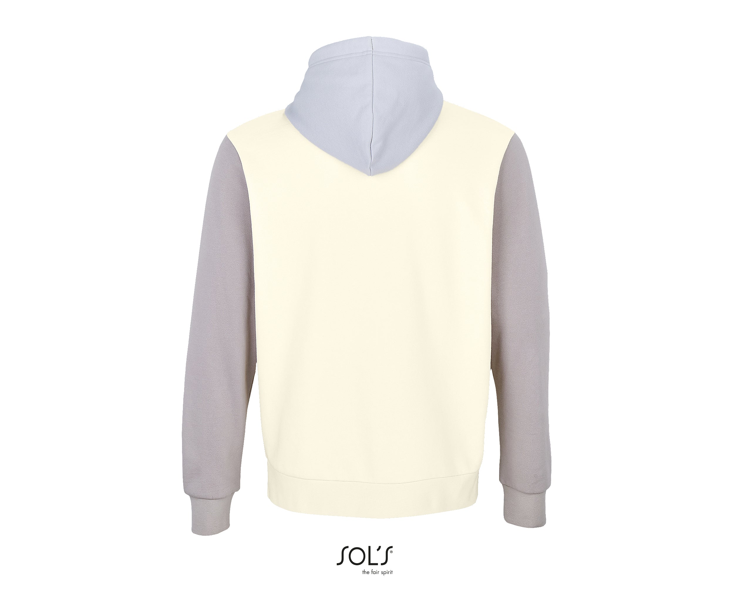 Dabīgās kokvilnas UNISEX džemperis ar kapuci - Trīs krāsu dizains, ar ķengurtipa kabatu un oderētu kapuci