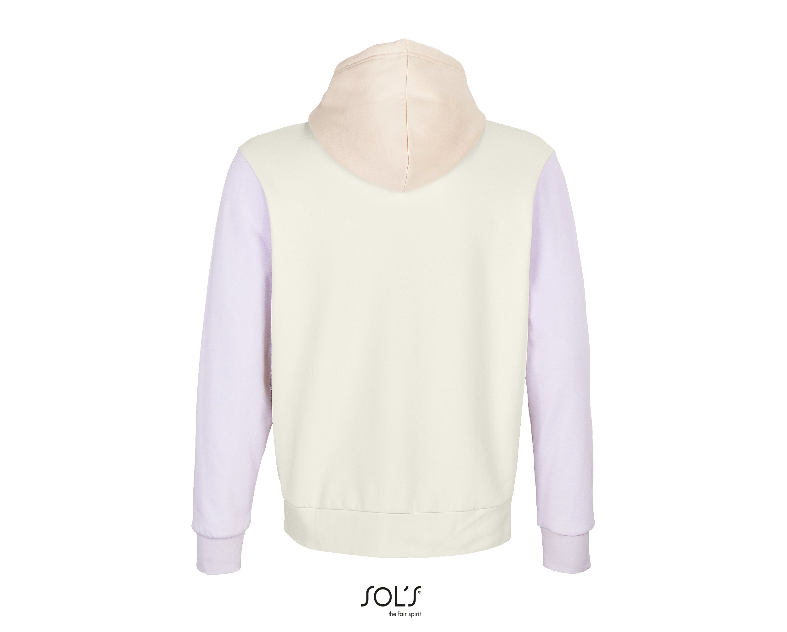 Dabīgās kokvilnas UNISEX džemperis ar kapuci - Trīs krāsu dizains, ar ķengurtipa kabatu un oderētu kapuci