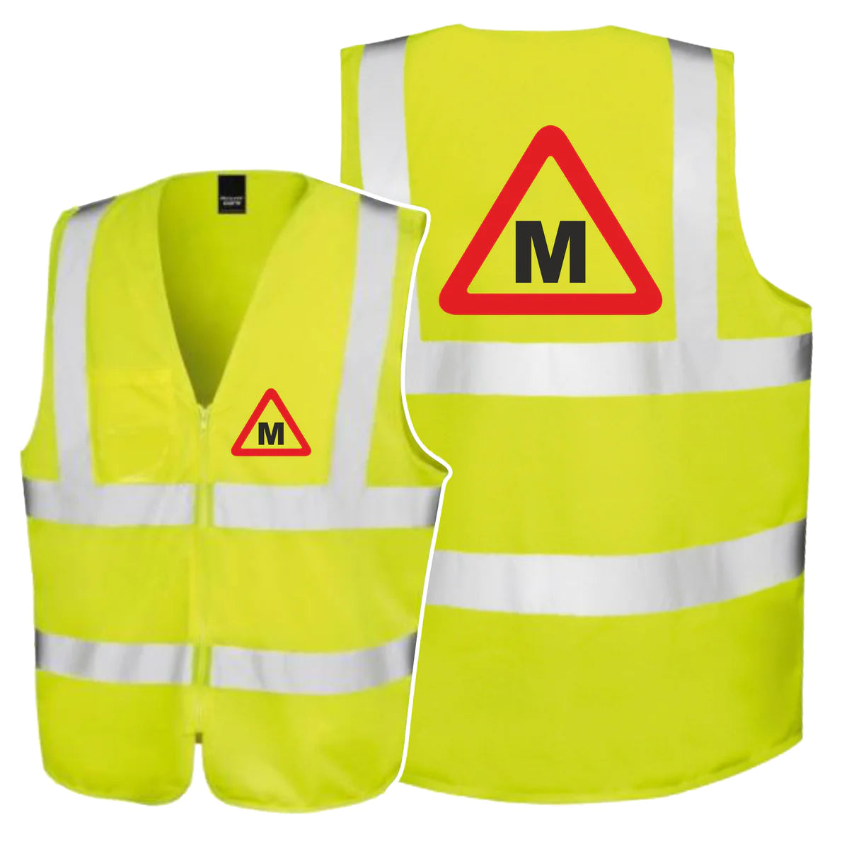 Moto mācību veste "M" ar atstarojošiem elementiem - Spilgti dzeltena veste topošajiem motociklu braucējiem