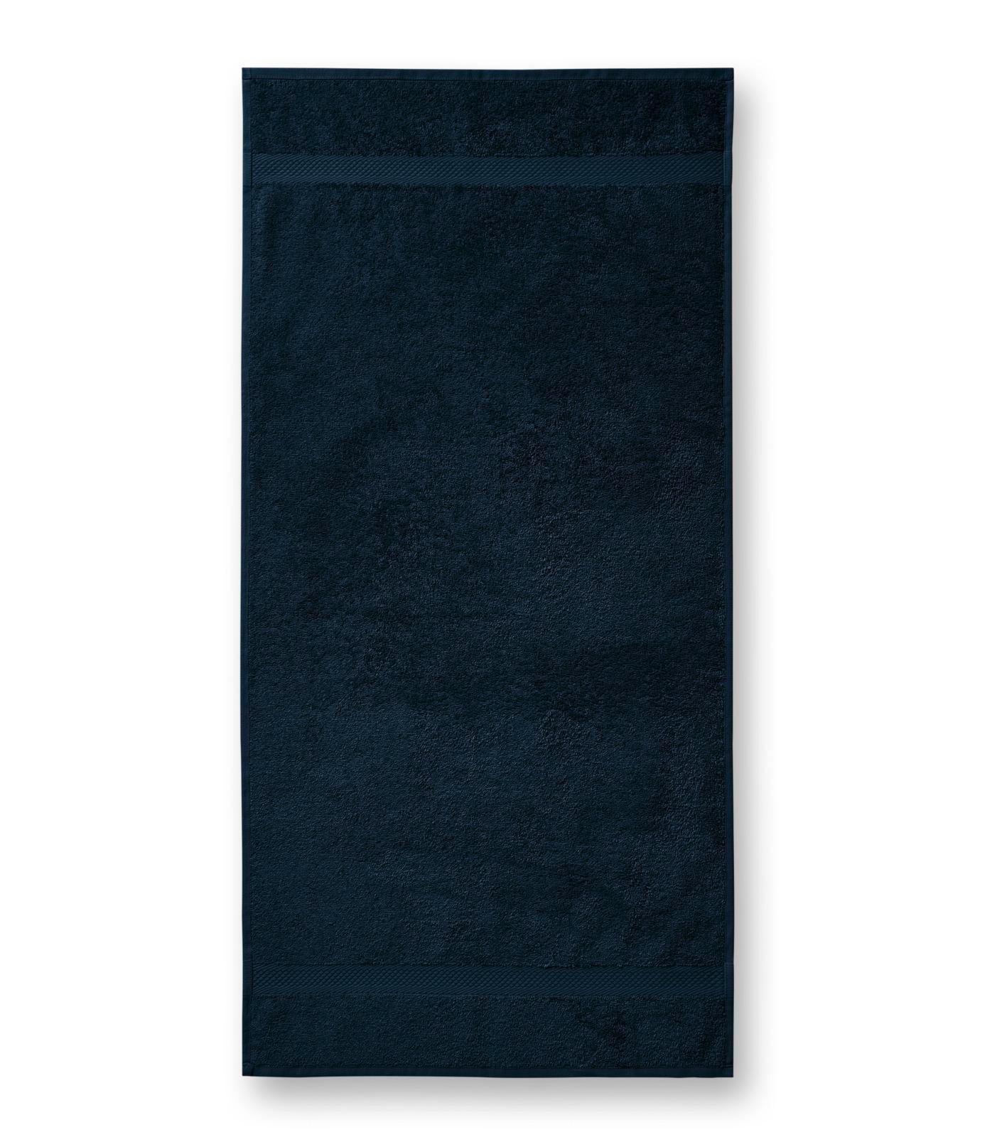 Terija cilpiņu auduma dvielis. Izmēr 50 x 100 cm. Navy blue krāsā ar bodņu abos galos.