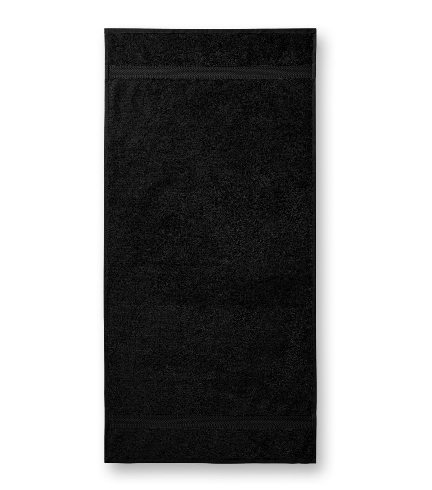 Terija cilpiņu auduma dvielis. Izmēr 50 x 100 cm. Melnā krāsā ar bodņu abos galos.