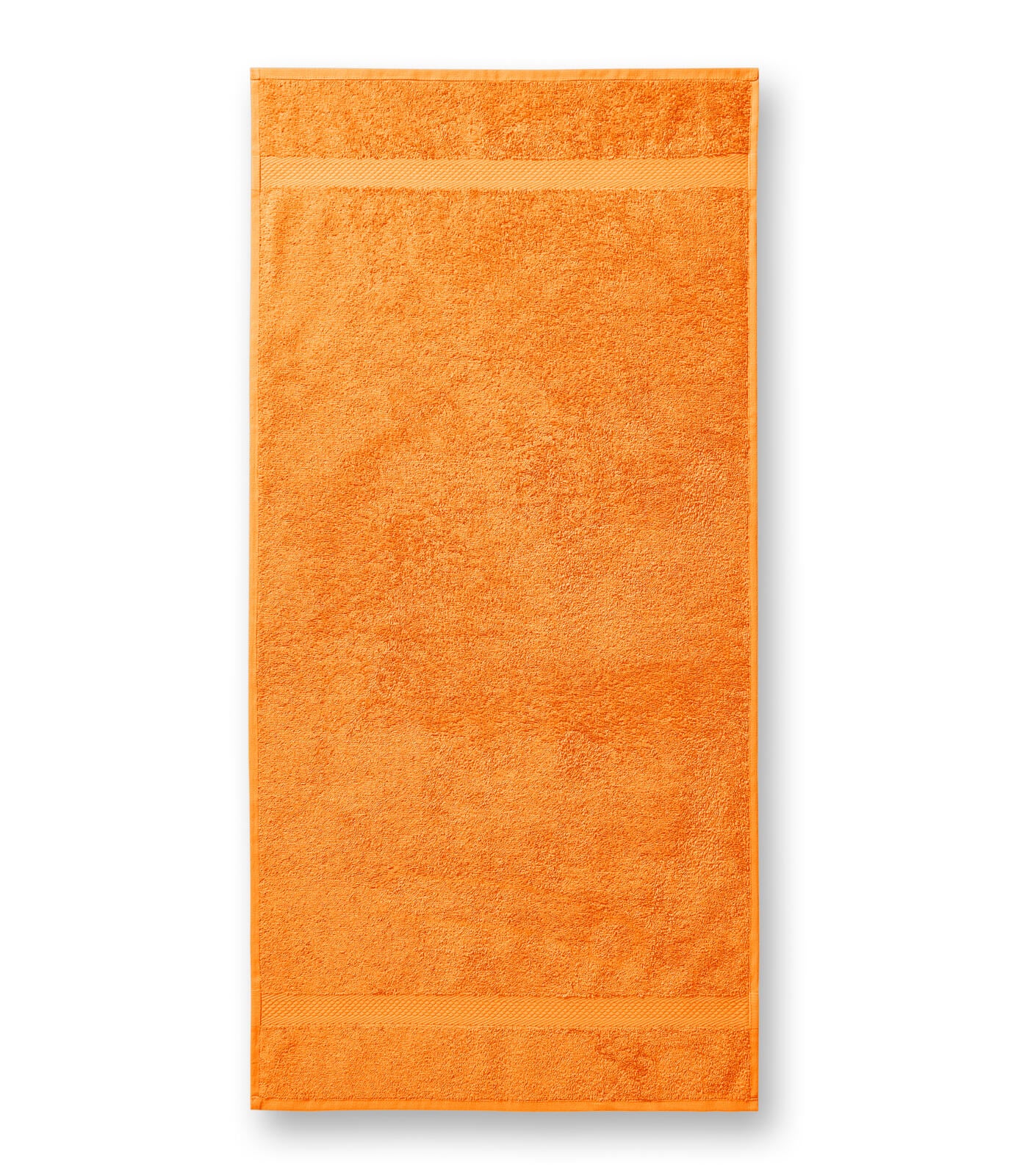 Terija cilpiņu auduma dvielis. Izmēr 50 x 100 cm. Oranžā krāsā ar bodņu abos galos.