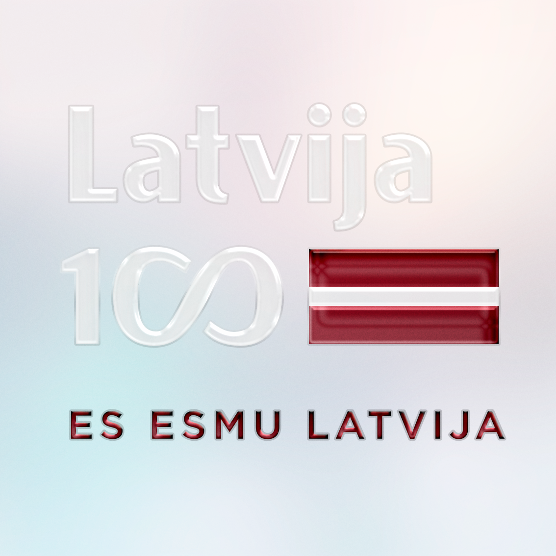 UV DTF uzlīme ar eljefa lakas pārklājumu. Latvija 100 ar nelielu karodiņu labajā pusē. Zem'visa uzraksts sarkaniem burtiem ES ESMU LATVIJA