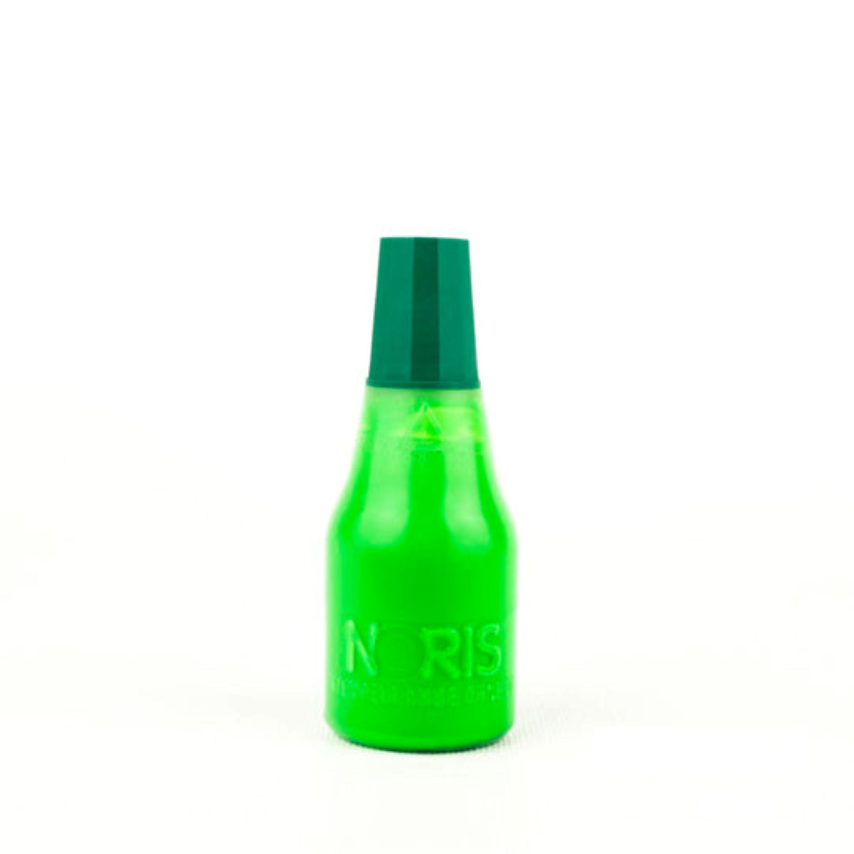 Noris zīmogu tinte neona zaļā krāsā 25ml pudelītē.